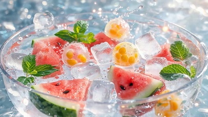 夏天西瓜冰水