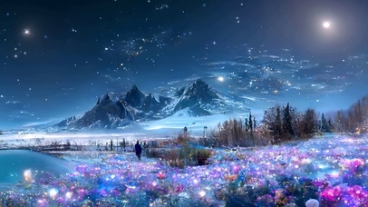 星空树木带鱼屏