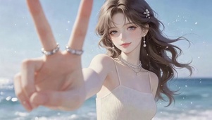 海边温柔清纯美少女