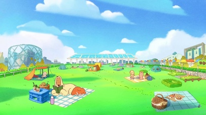 草地露营的狗狗