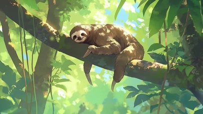 可爱的树懒森林树枝绿色壁纸