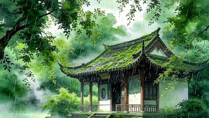 雨天树木