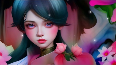 动漫插画花与女孩