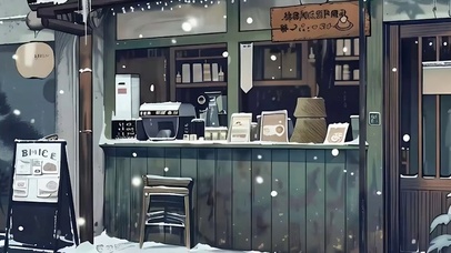 雪景树木带鱼屏