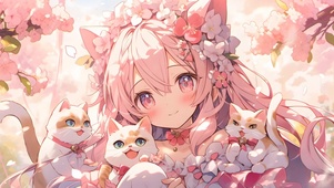 4K 猫咪和少女
