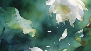 油画荷花带鱼屏