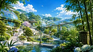 治愈清新山间园林水景