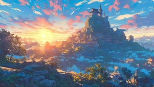 落日山顶小镇