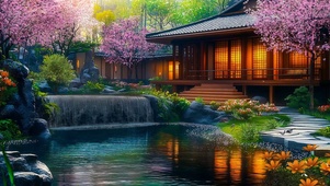 泉水樱花小屋