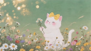 小清新鲜花猫咪