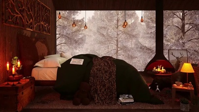 冬季大雪森林木屋