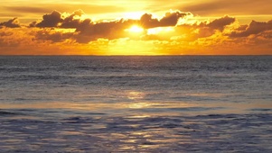 夕阳落日海面海浪