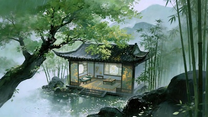 竹雨映闲亭