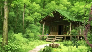 绿色森林木屋