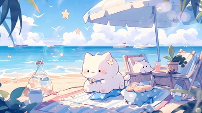 海边度假猫咪