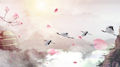 云间鹤群水墨风