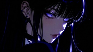 暗蓝发光酷飒二次元美少女