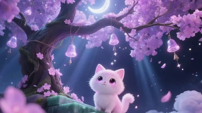 萌猫望月