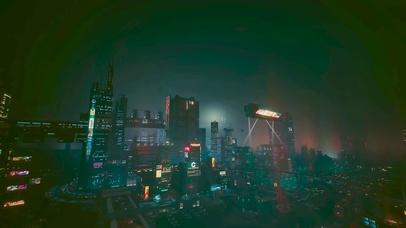 赛博朋克城市夜景