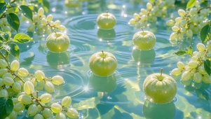 阳光水面的青苹果青提