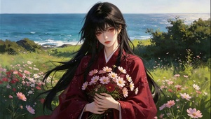 古风海边美女