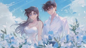 浪漫蓝花海二次元情侣