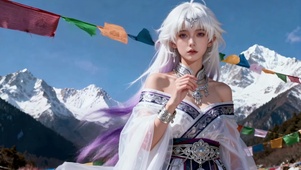 雪山紫发仙女