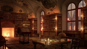 舒适的古典图书馆环境