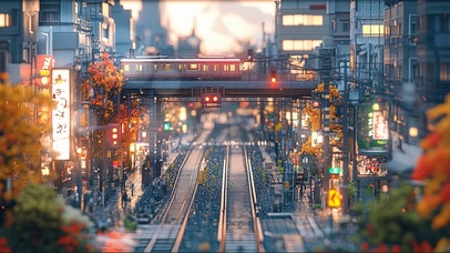 秋日都市繁忙街景