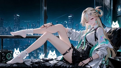 都市夜景里的甜酷少女琳奈