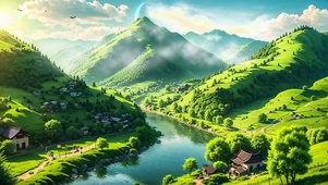 唯美绿色护眼田园山川