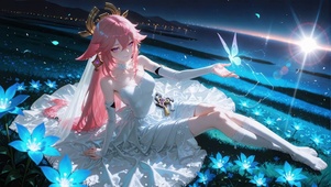 荧光花海婚纱神子