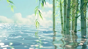 流水与竹林