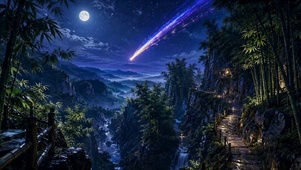 流星月夜竹径