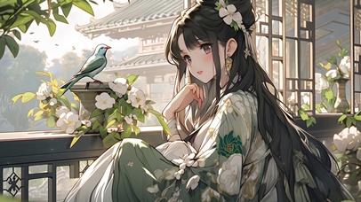 4K 少女凭栏