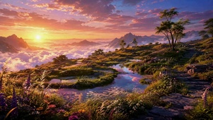 日出云海山间唯美风景