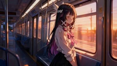晚霞中列车