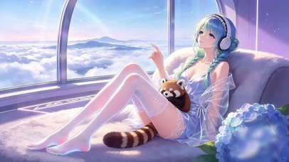 空中房间的少女与狸猫