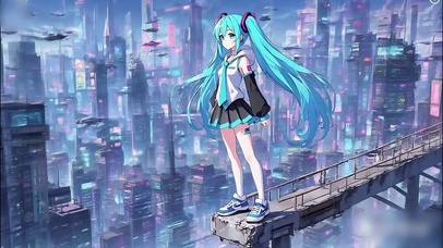 赛博城高空断桥上的初音