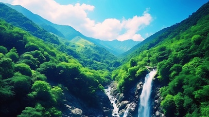 山川瀑布美景