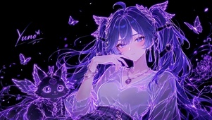 紫色荧光二次元美少女