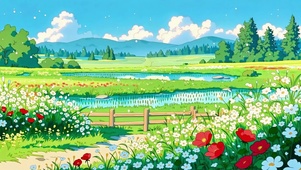 晴空下的春日田园