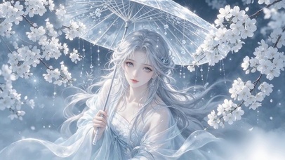 唯美樱花执伞少女