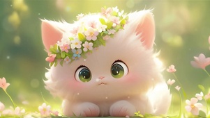 可爱花环小猫咪