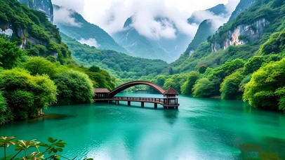 清新绿色治愈山水