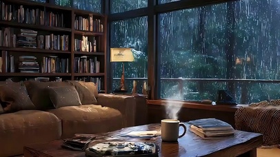 窗外雨天带鱼屏