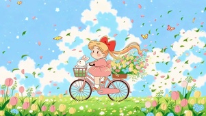 春日花田骑行少女