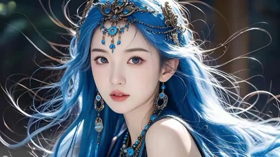 蓝发迷人魅影
