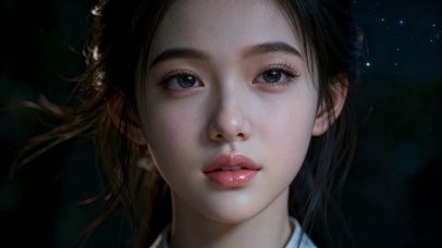 暗夜星空下的清纯少女