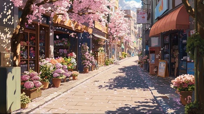 春日樱花城市商店街道